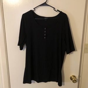 TORRID Black Snap Henley Ribbed Tee